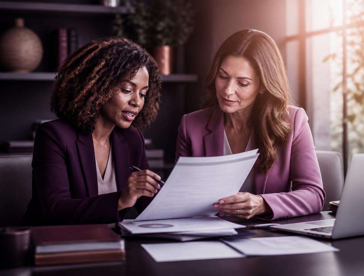 Accountants reviewing tax documents with a client